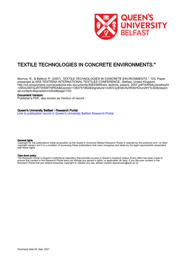 Textile Technologies in Concrete Environments."