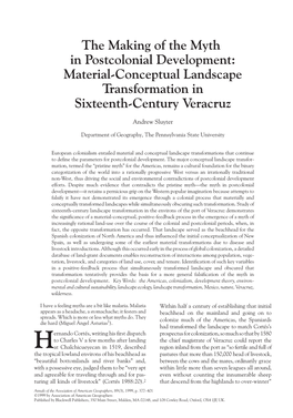 Material-Conceptual Landscape Transformation in Sixteenth-Century Veracruz