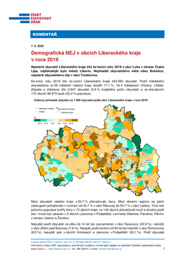 Demografická NEJ V Obcích Libereckého Kraje V Roce 2019