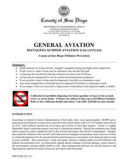 General Aviation Managing Sumped Aviation Gas (Avgas)