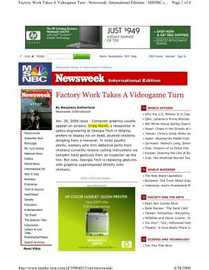 Factory Work Takes a Videogame Turn - Newsweek: International Editions - MSNBC.C