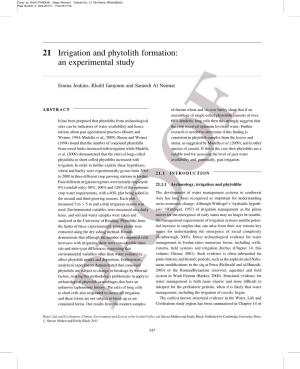 21 Irrigation and Phytolith Formation: an Experimental Study
