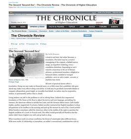 The Second 'Second Sex' - the Chronicle Review - the Chronicle of Higher Education Date: June 24, 2010 10:13:30 PM EDT To: Toril@Duke.Edu 5 Attachments, 18.2 KB