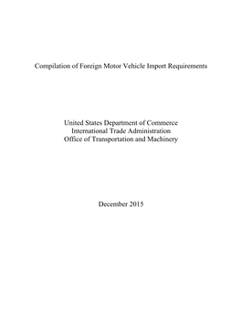 Compilation of Foreign Motor Vehicle Import Requirements