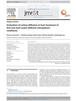 Evaluation of Carbon Diffusion in Heat Treatment of H13 Tool Steel Under Different Atmospheric Conditions