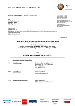 Durchführungsbestimmungen Oberliga-Play-Offs Saison 2020/2021