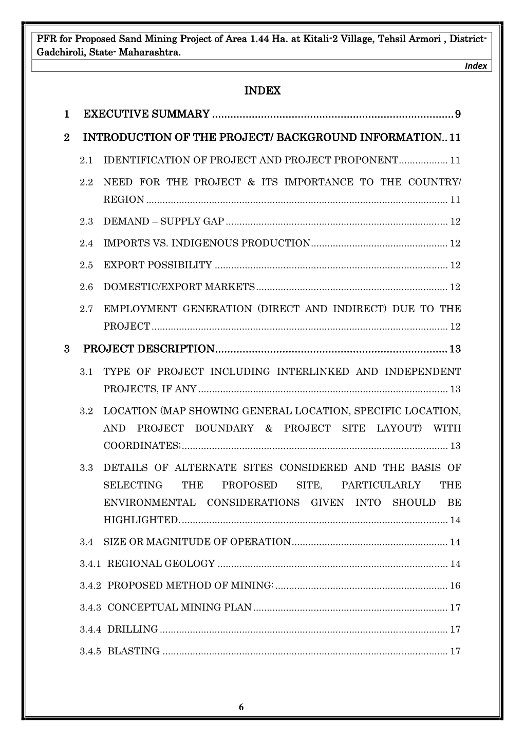 Index 1 Executive Summary