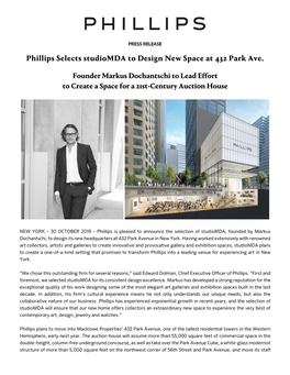 Phillips Selects Studiomda to Design New Space at 432 Park Ave