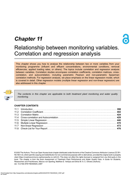 Chapter 11 Relationship Between Monitoring Variables. Correlation and Regression Analysis