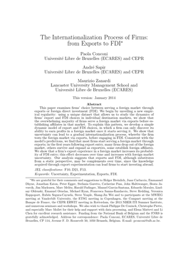The Internationalization Process of Firms: from Exports to FDI∗