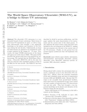 The World Space Observatory Ultraviolet (WSO-UV), As a Bridge to Future UV Astronomy