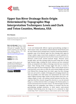 Upper Sun River Drainage Basin Origin Determined by Topographic Map Interpretation Techniques: Lewis and Clark and Teton Counties, Montana, USA