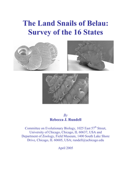 The Land Snails of Belau: Survey of the 16 States