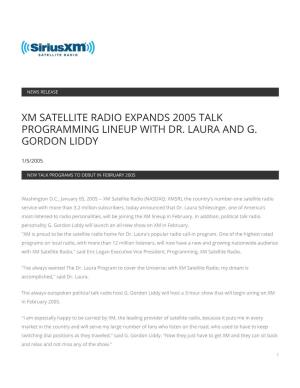 Xm Satellite Radio Expands 2005 Talk Programming Lineup with Dr