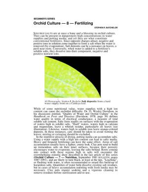 Orchid Culture — 8 — Fertilizing STEPHEN R