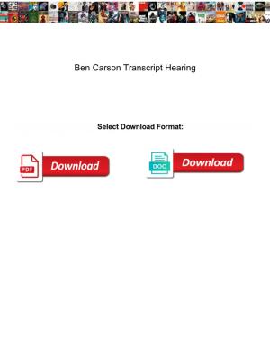 Ben Carson Transcript Hearing