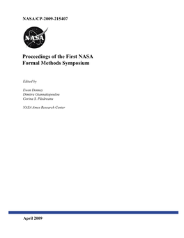 Proceedings of the First NASA Formal Methods Symposium