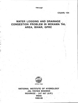 Water Logging and Drainage Congestion Problem in Mokama Tal Area, Bihar, Gprc