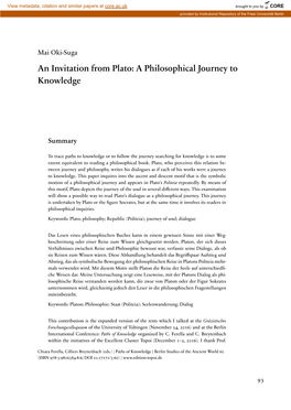 An Invitation from Plato: a Philosophical Journey to Knowledge