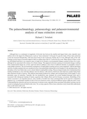 The Palaeoclimatology, Palaeoecology and Palaeoenvironmental Analysis of Mass Extinction Events
