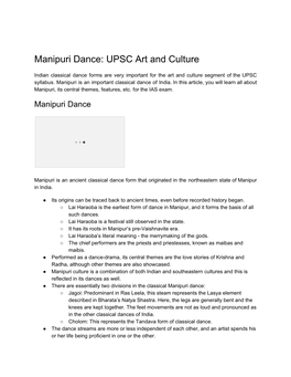 Manipuri Dance: UPSC Art and Culture
