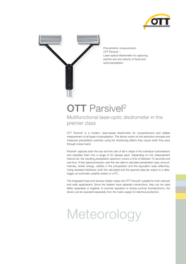 OTT Parsivel2 – Laser-Optical Disdrometer for Capturing Particle Size and Velocity of Liquid and Solid Precipitation