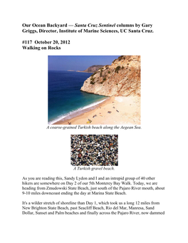 Our Ocean Backyard –– Santa Cruz Sentinel Columns by Gary Griggs, Director, Institute of Marine Sciences, UC Santa Cruz