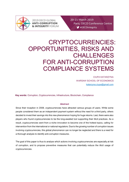 Cryptocurrencies: Opportunities, Risks and Challenges for Anti-Corruption Compliance Systems