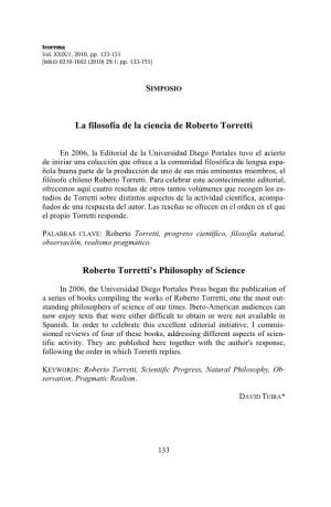 La Filosofía De La Ciencia De Roberto Torretti Roberto Torretti's Philosophy of Science