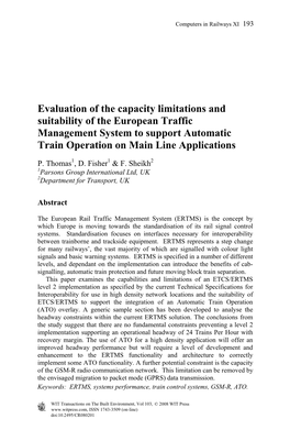 Evaluation of the Capacity Limitations and Suitability of the European Traffic Management System to Support Automatic Train Operation on Main Line Applications