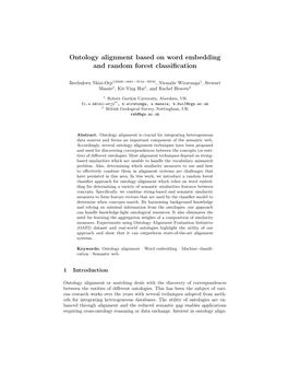 Ontology Alignment Based on Word Embedding and Random Forest Classiﬁcation