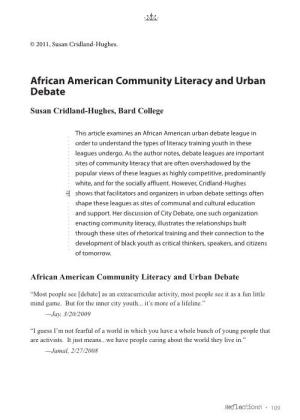 African American Community Literacy and Urban Debate