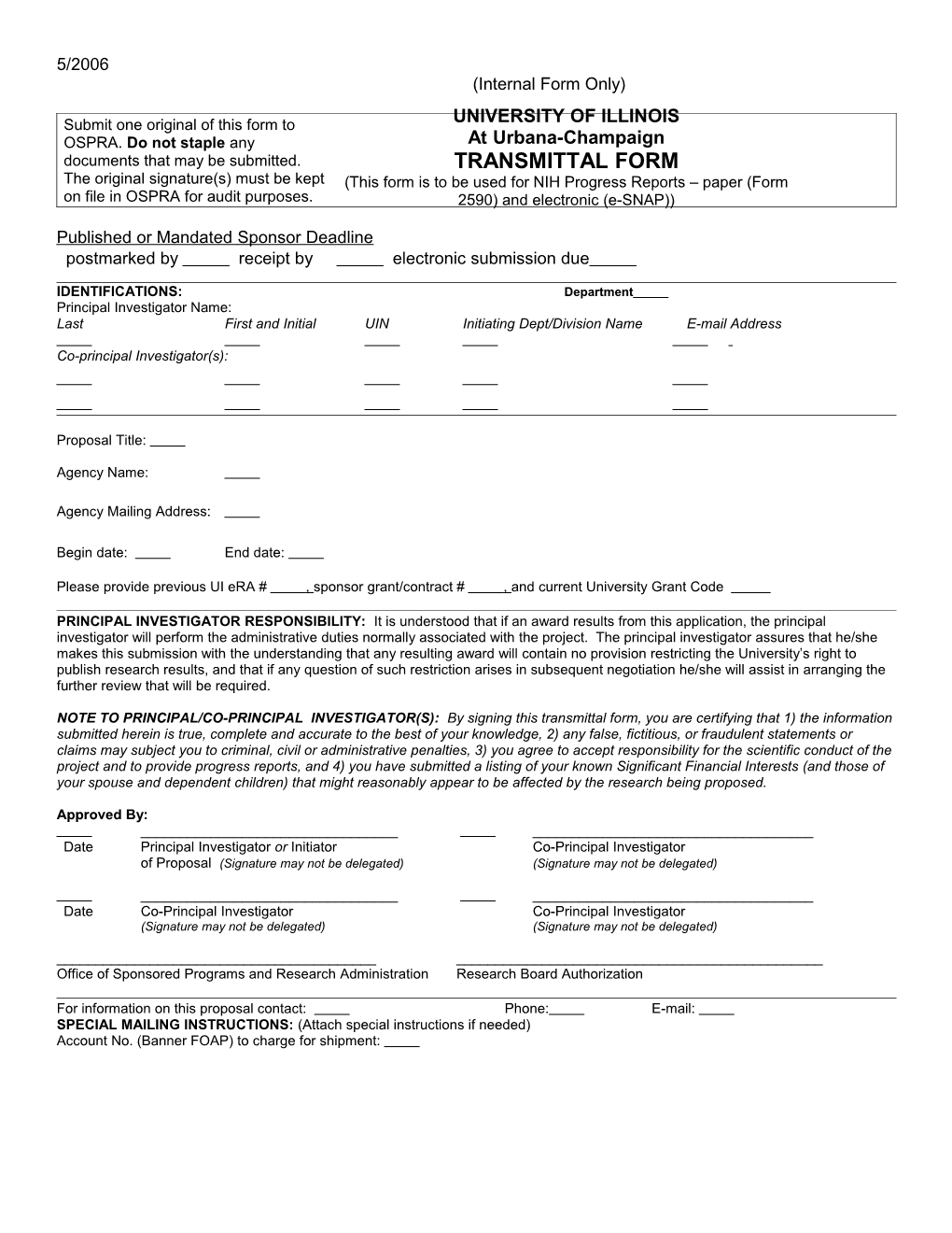 Proposal Transmittal Form (MS Word )