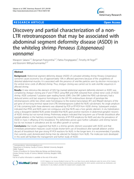 Discovery and Partial Characterization of a Non- LTR Retrotransposon That May Be Associated with Abdominal Segment Deformity