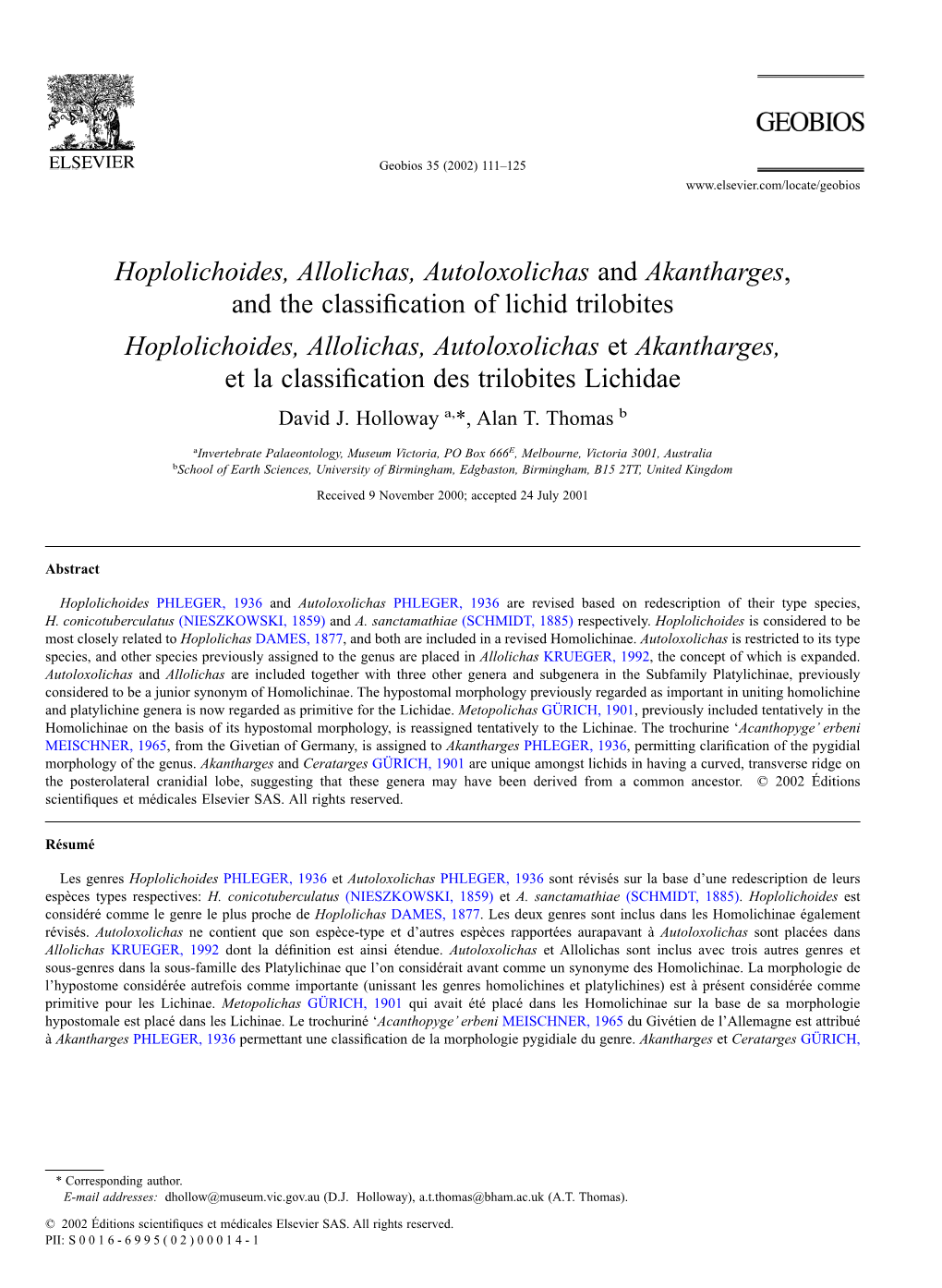 Hoplolichoides, Allolichas, Autoloxolichas