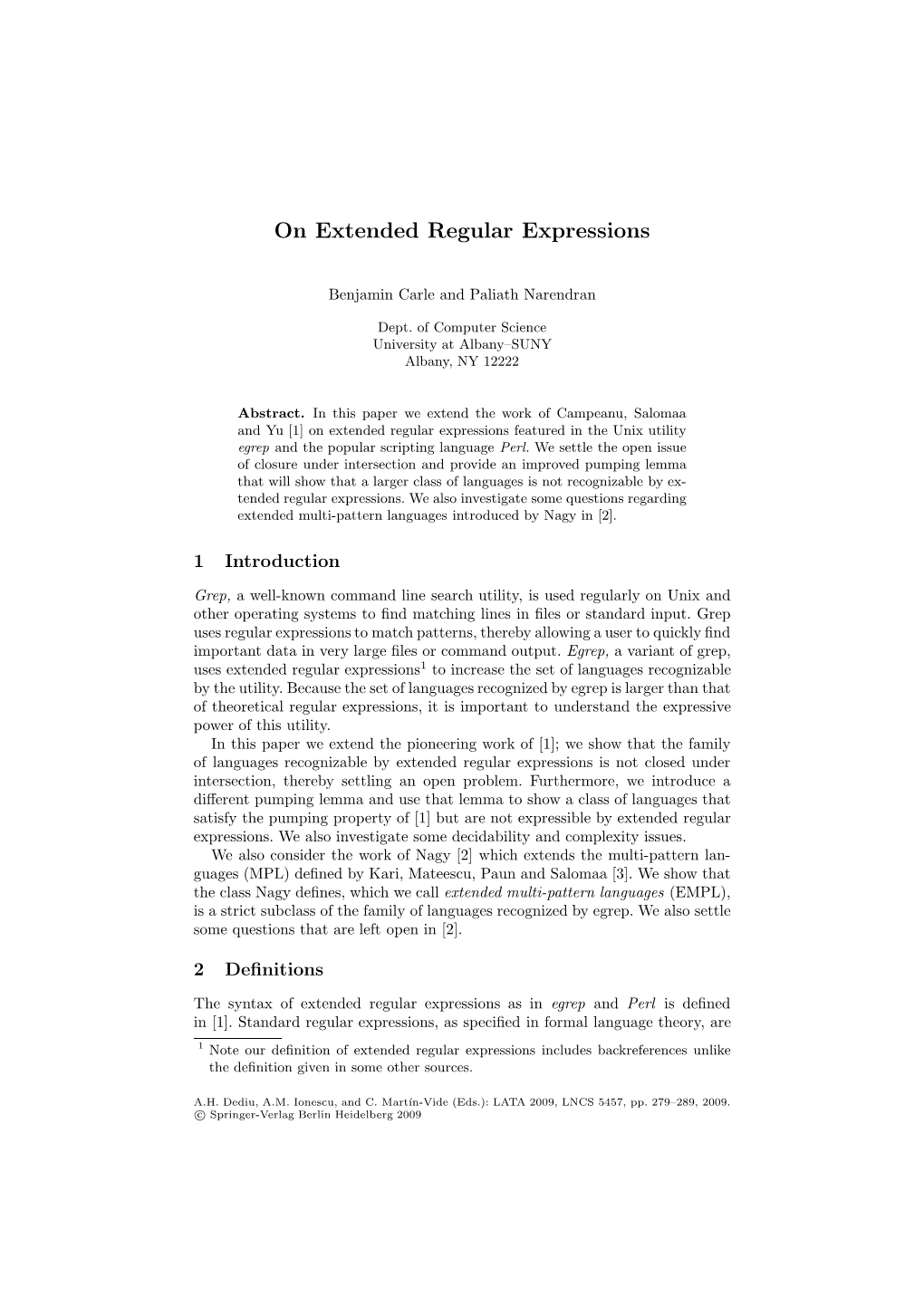 On Extended Regular Expressions