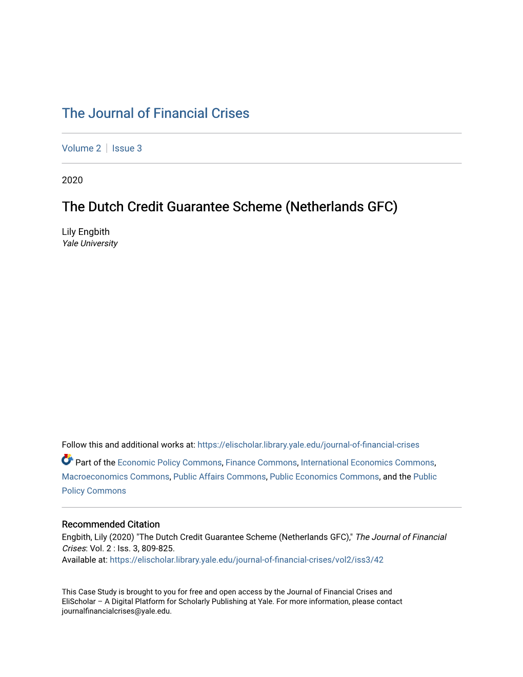 The Dutch Credit Guarantee Scheme (Netherlands GFC)