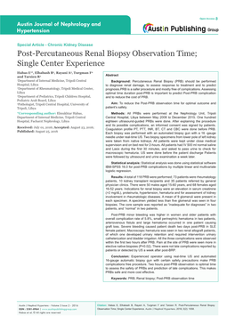 Post-Percutaneous Renal Biopsy Observation Time; Single Center Experience