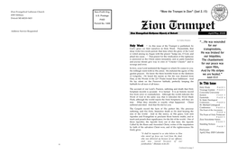 Zion Trumpet Address Service Requested Zion Evangelical-Lutheran Church of Detroit April/May 2020