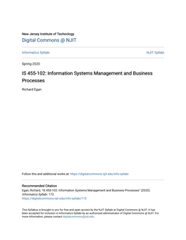 Information Systems Management and Business Processes