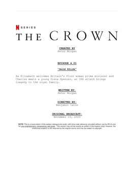 The Crown | Dialogue Transcript | S4:E1