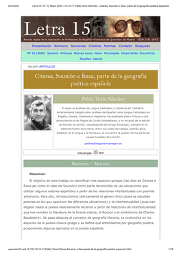 Citerea, Sounión E Ítaca, Parte De La Geografía Poética Española