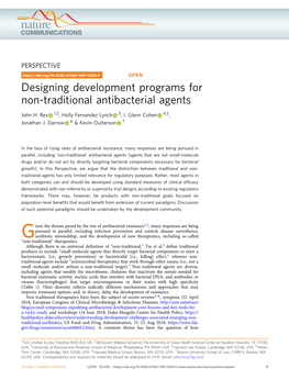 Designing Development Programs for Non-Traditional Antibacterial Agents