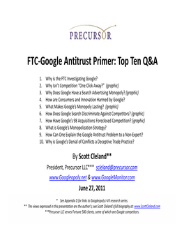 FTC-Google Antitrust Primer