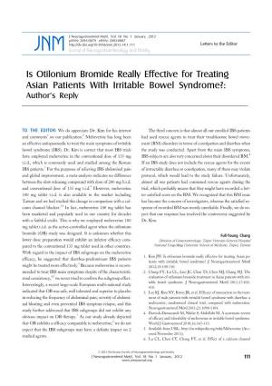 Is Otilonium Bromide Really Effective for Treating Asian Patients with Irritable Bowel Syndrome?: Author’S Reply