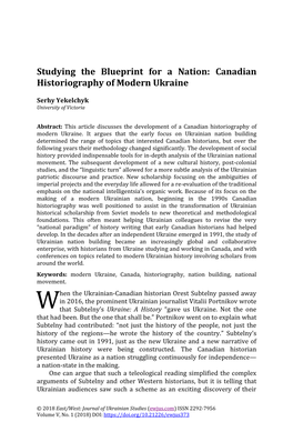 Canadian Historiography of Modern Ukraine, EWJUS, Vol. 5, No. 1, 2018