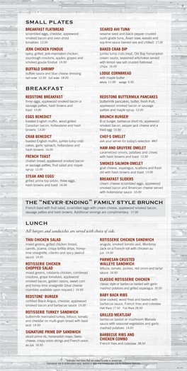Family Style Brunch Small Plates Lunch Breakfast