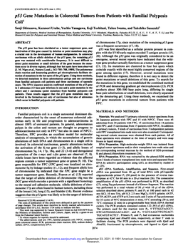 P53 Gene Mutations in Colorectal Tumors from Patients with Familial Polyposis Coli1