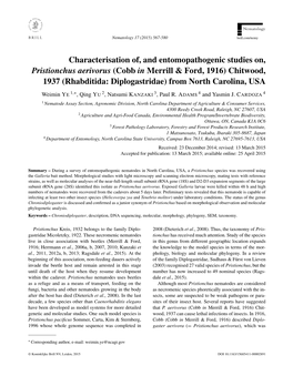 Characterisation Of, and Entomopathogenic Studies On