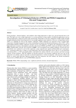 Investigation of Tribological Behavior of PEEK and PEEK Composites at Elevated Temperature